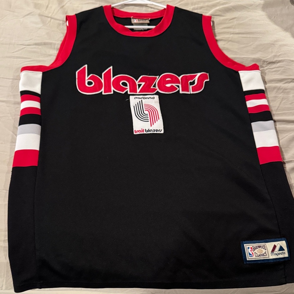 Majestic Black and Red Blazers Jersey Hardwood Classic
